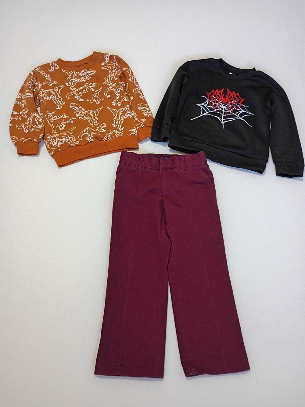 3pc Kids Size 5 Long Sleeve Shirts & French Toast Maroon Pants Clothing Lot